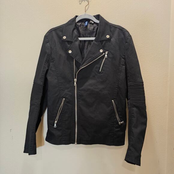 H & M Divided Cotton Twill Motorcycle Biker Jacket - Picture 1 of 7
